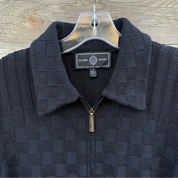 St John Sport Cardigan Jacket Womens M Textured Santana Full Zip Quiet Luxury - Picture 3 of 16